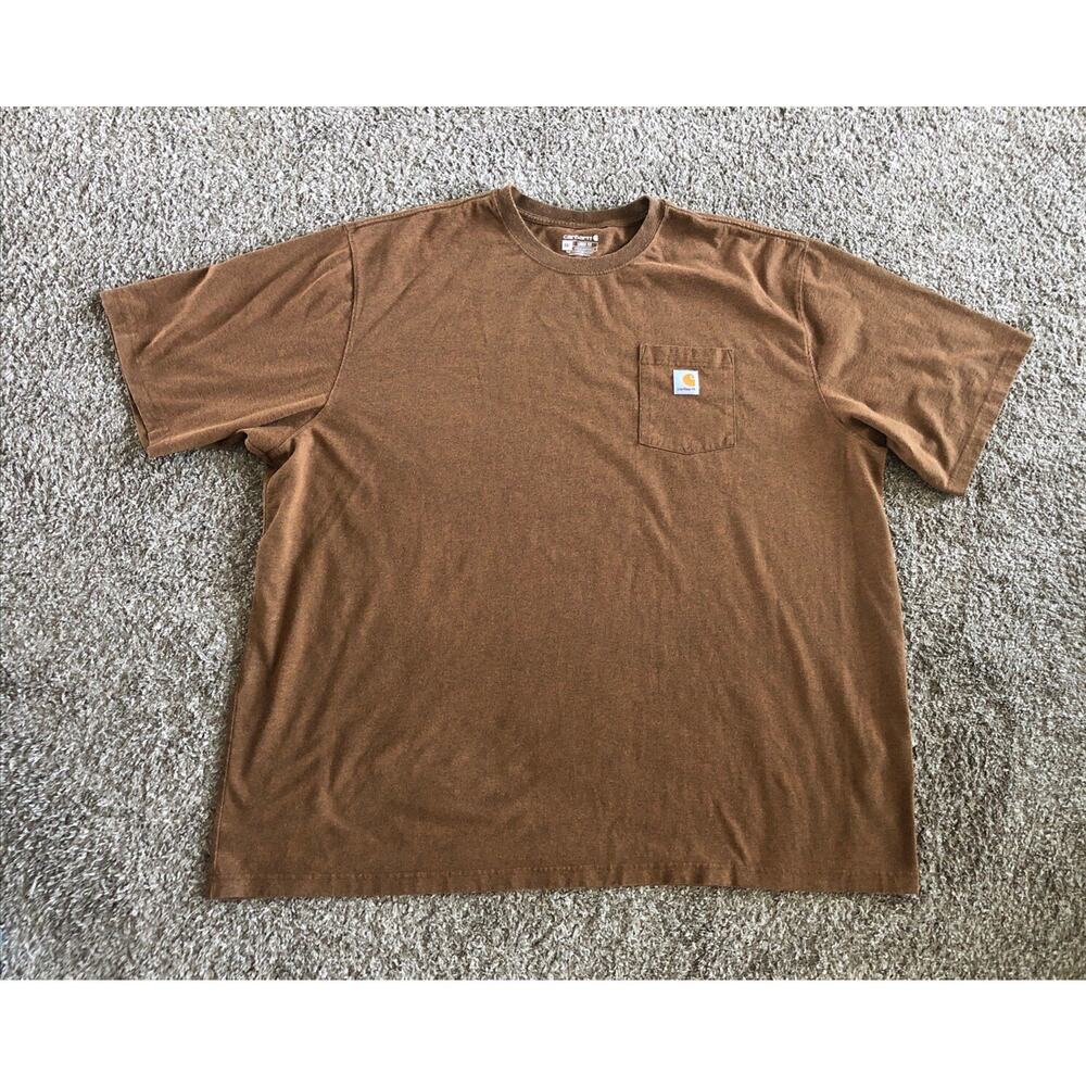 Carhartt Shirt Mens 4XL Short Sleeve Crew Neck Pocket Casual Outdoors Brown